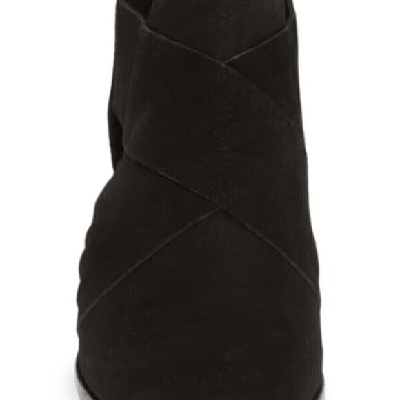 Eileen Fisher Boots Walt Cross Strap Bootie Black Leather Nubuck 6 1/2 Open - Picture 7 of 7
